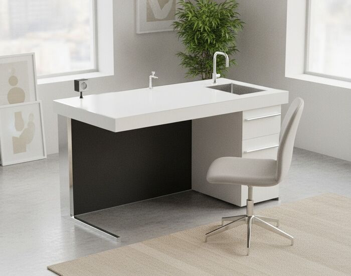 Laboratory White Desk 01 3D Model