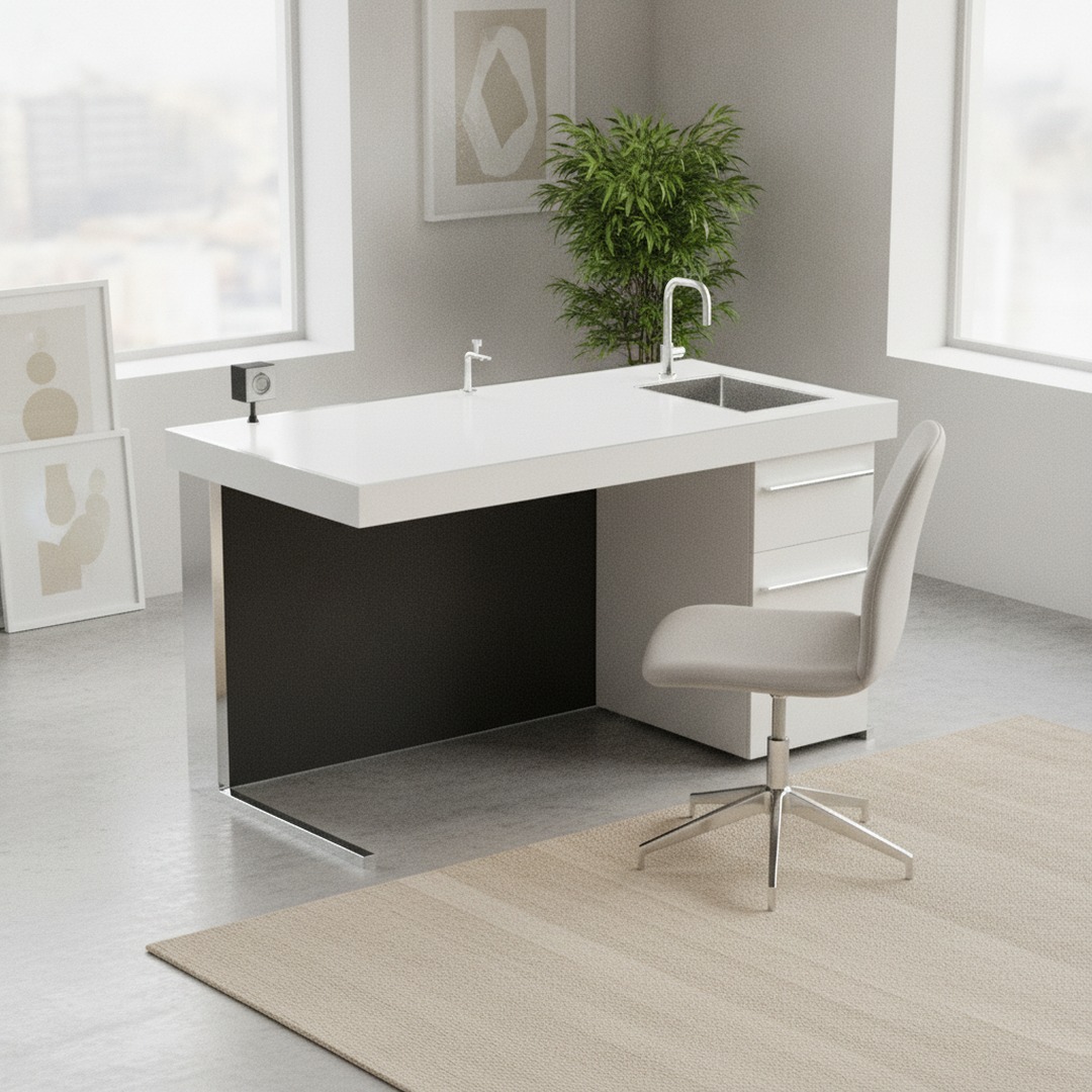 Laboratory White Desk 01 3D Model