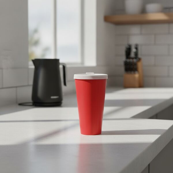 Cup Paper Red With Lid Drinking 01 - interior view 1