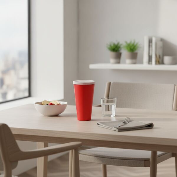 Cup Paper Red With Lid Drinking 01 - interior view 2