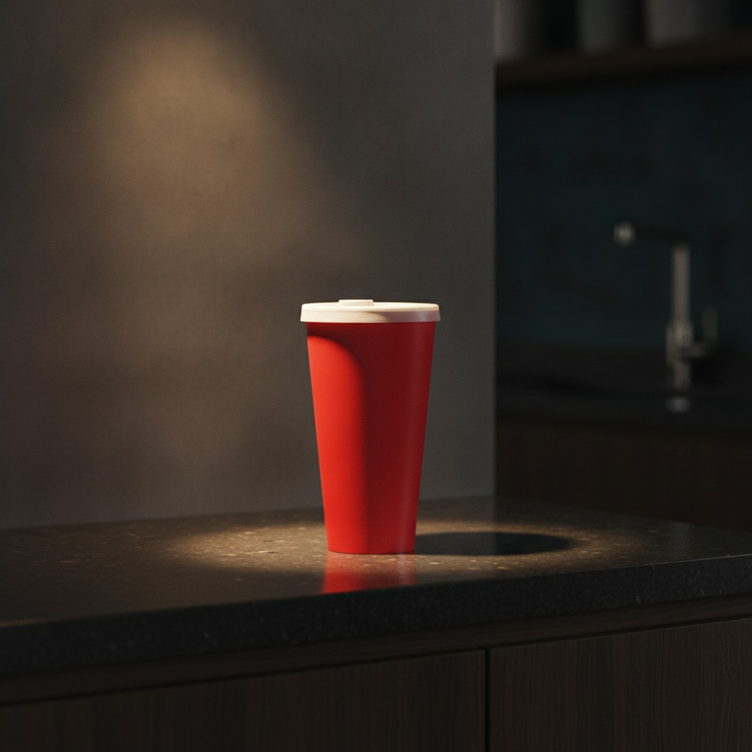 Cup Paper Red With Lid Drinking 01 3D Model