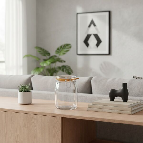 Transparent Glass With Cap Jar 01 - interior view 1