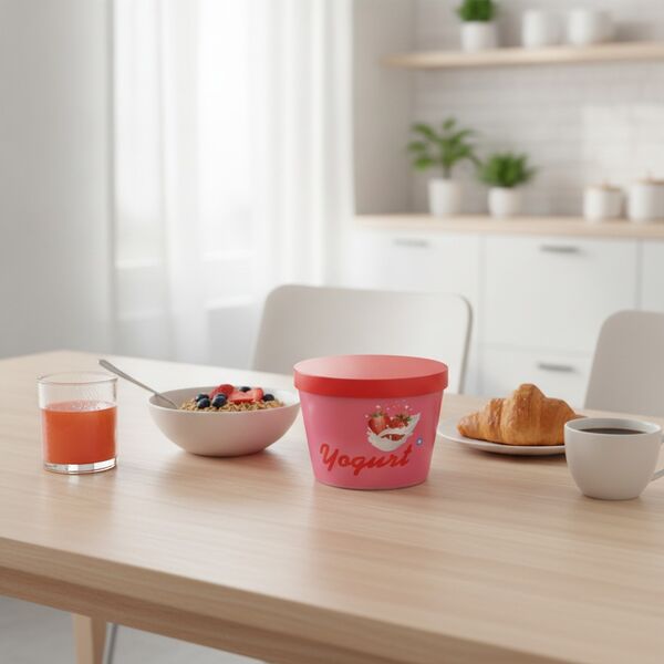 Yogurt Strawberry With Cap Jar 01 - interior view 1