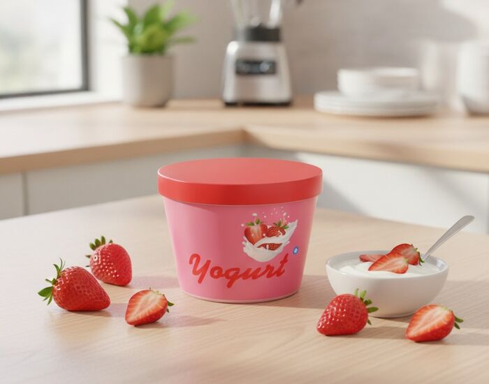 Yogurt Strawberry With Cap Jar 01 3D Model