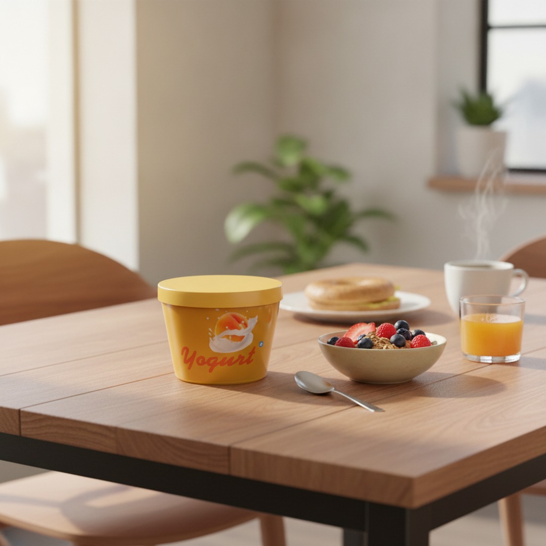 Yogurt Peach With Cap Jar 02 3D Model