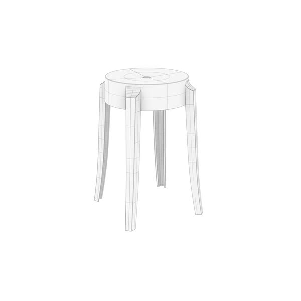 Kartell Charles Ghost 46 Stool 3D model — clay shaded view