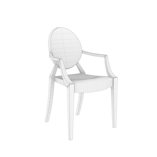 Kartell Louis Ghost Chair 3D model — clay shaded view