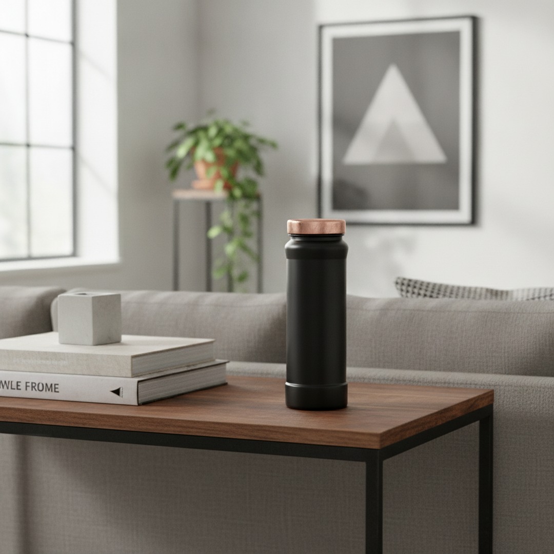 Black With Copper Cap Jar 05 3D Model