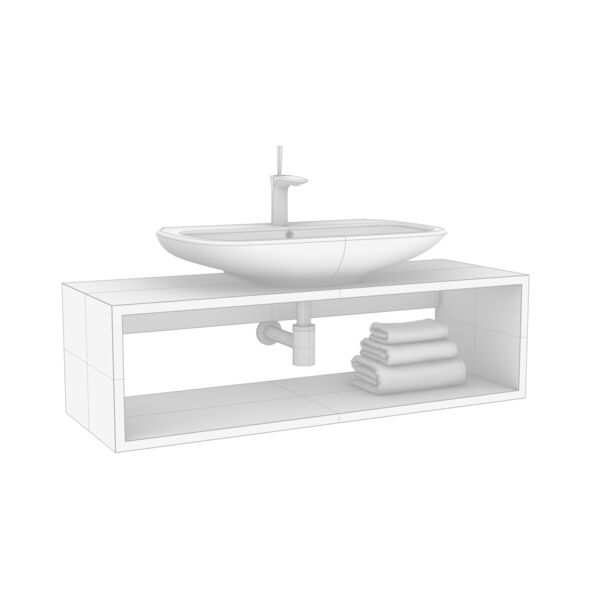 Olympia Ceramica Clear WashBasin 04 3D model — clay shaded view