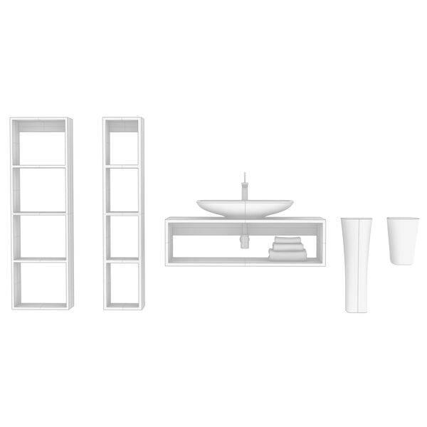 Olympia Ceramica Clear WashBasin + set 04 3D model — clay shaded view