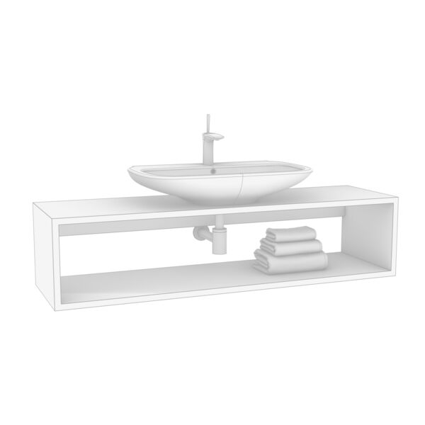 Olympia Ceramica Clear WashBasin 05 3D model — clay shaded view