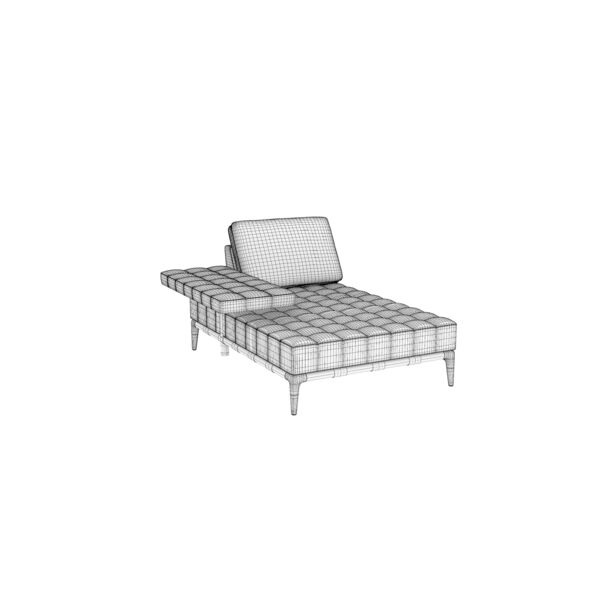 Cassina 241 Privé Full Chaise Longue Single Seat 3D model — clay shaded view