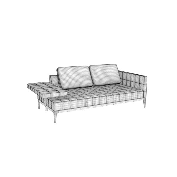 Cassina 241 Privé Sofa Mid Chaise Longue Double 3D model — clay shaded view