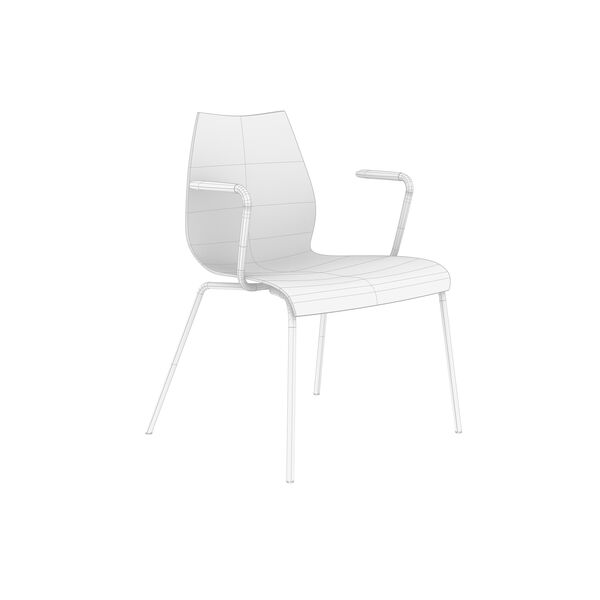 Kartell Maui Armrest Chair 3D model — clay shaded view