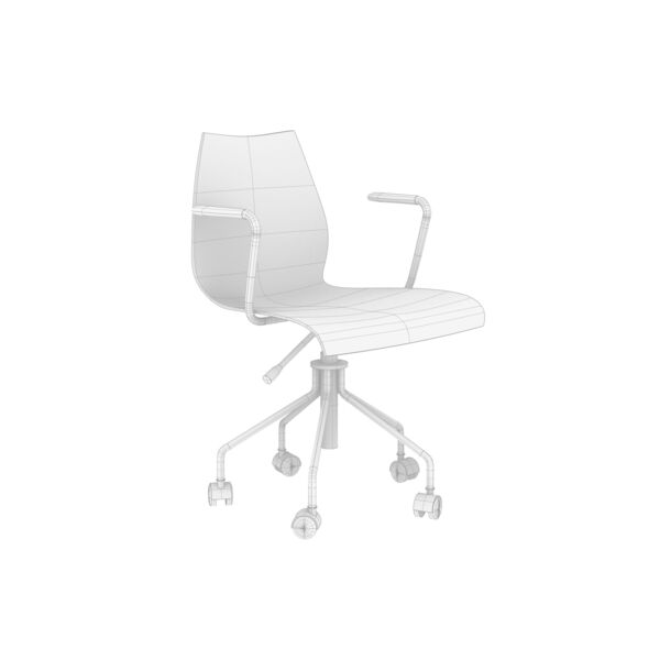 Kartell Maui Armrest Office Chair 3D model — clay shaded view
