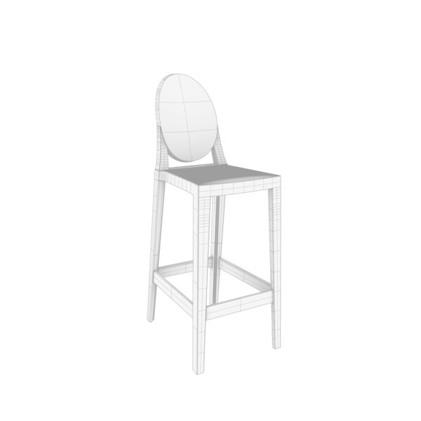 Kartell One More Round Stool 3D model — clay shaded view