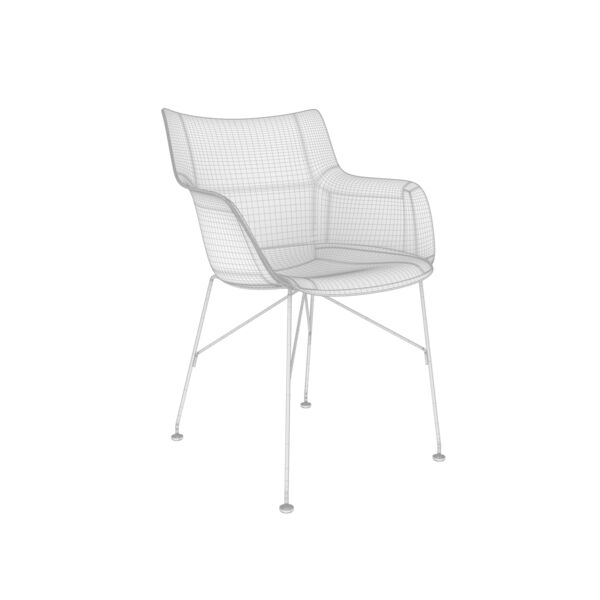 Kartell QWood Chair 3D model — clay shaded view