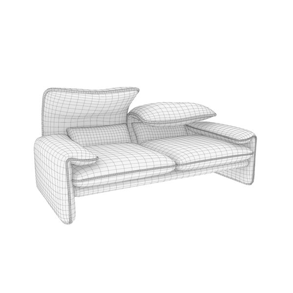 Cassina 675 Maralunga Sofa 2 Seats 3D model — clay shaded view