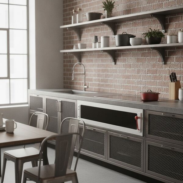 Industrial Metal Red Handle Oven 01 3D Model