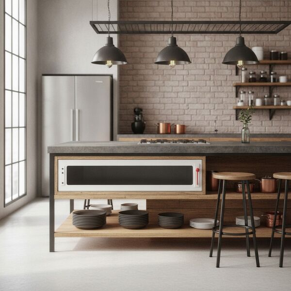 Industrial Metal Red Handle Oven 01 - interior view 1