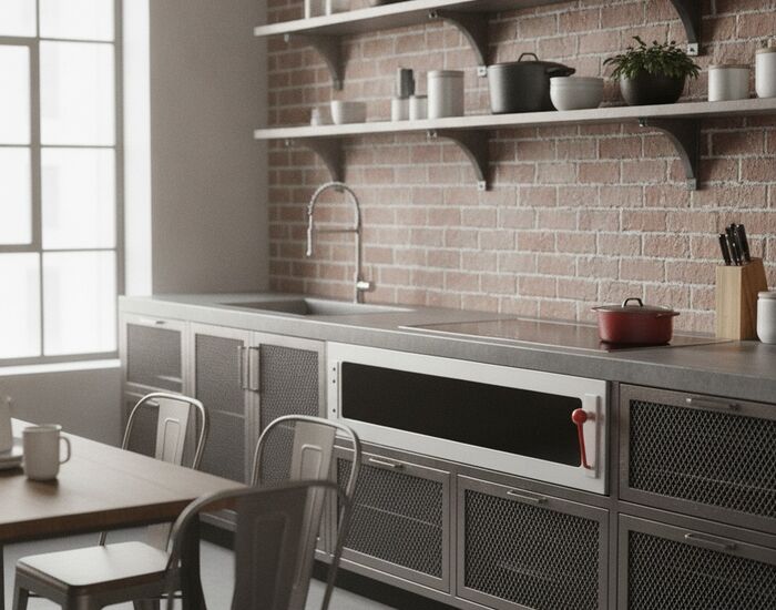 Industrial Metal Red Handle Oven 01 3D Model