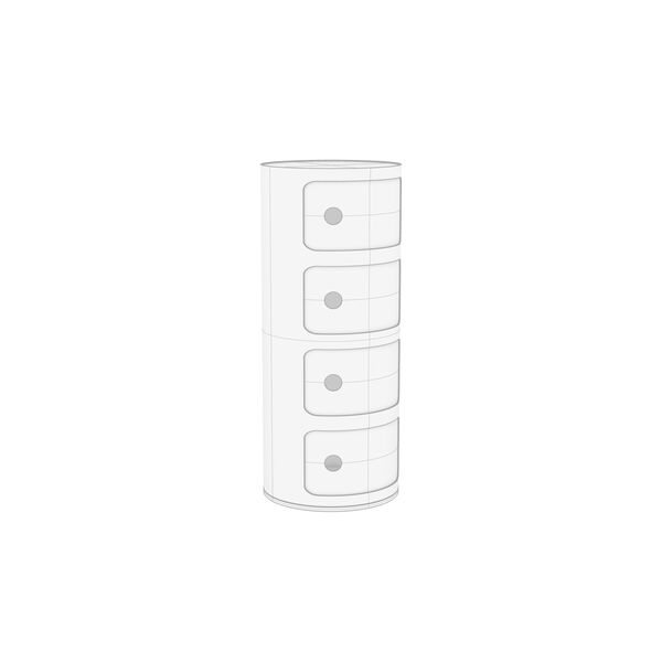 Kartell Componibili 4Drawers 3D model — clay shaded view