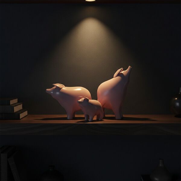 Figurines Ceramic Pigs 01 3D Model