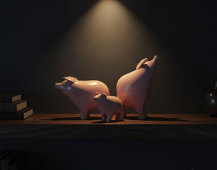 Figurines Ceramic Pigs 01 3D Model