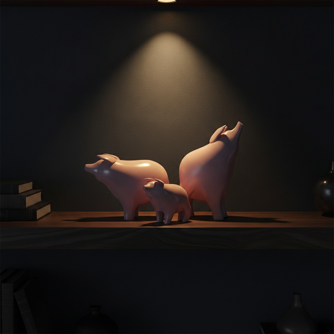 Figurines Ceramic Pigs 01 3D Model