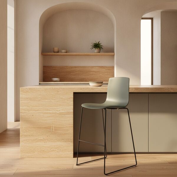Shell Bar Stool 01 3D model in a kitchen interior scene