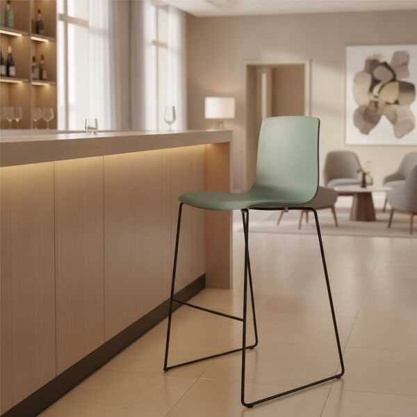 Shell Bar Stool 01 3D model in a restaurant bar interior scene