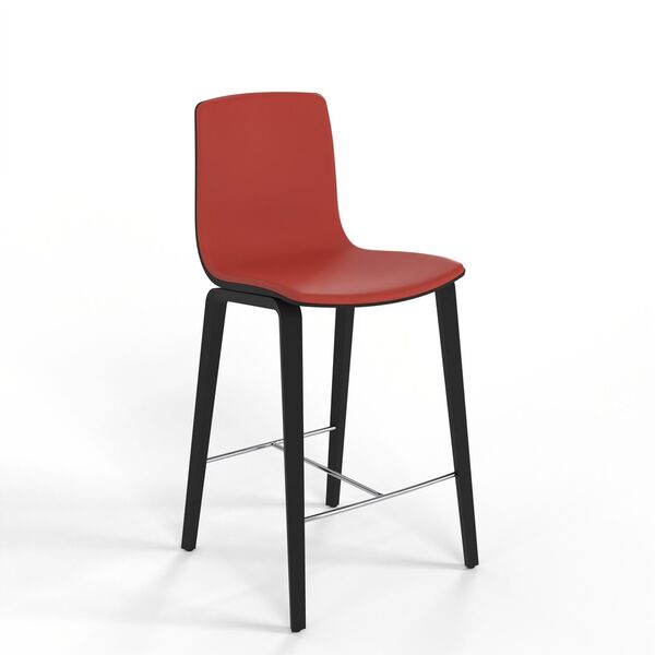 Wood-Leg Shell Counter Stool 01 3D model render view