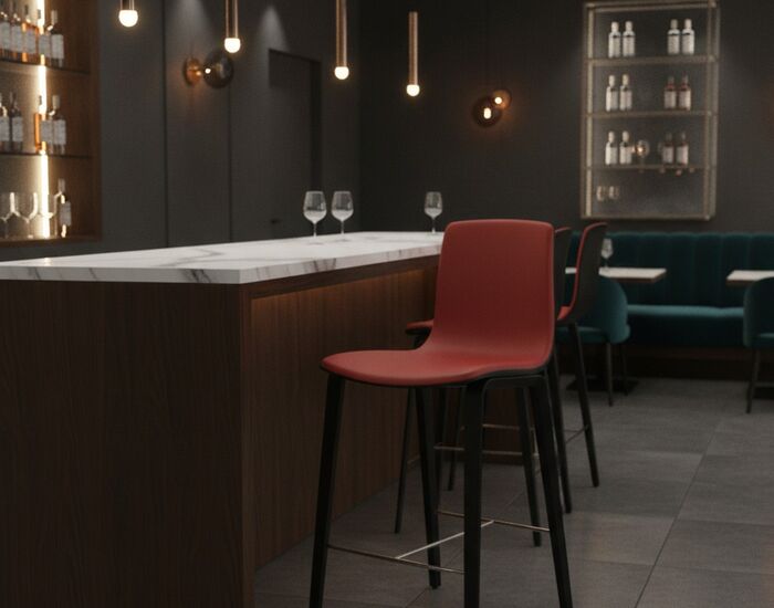 Wood-Leg Shell Counter Stool 01 3D Model