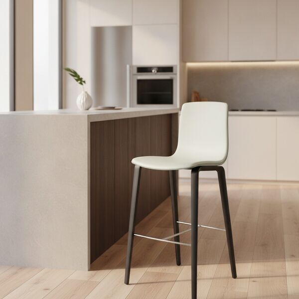 Wood-Leg Shell Bar Stool 01 3D model in a kitchen interior scene