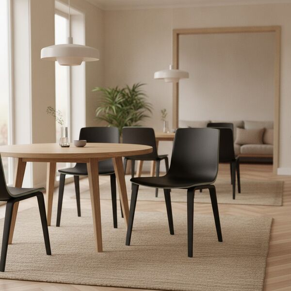 Wood-Leg Shell Chair 01 3D model in a restaurant bar interior scene