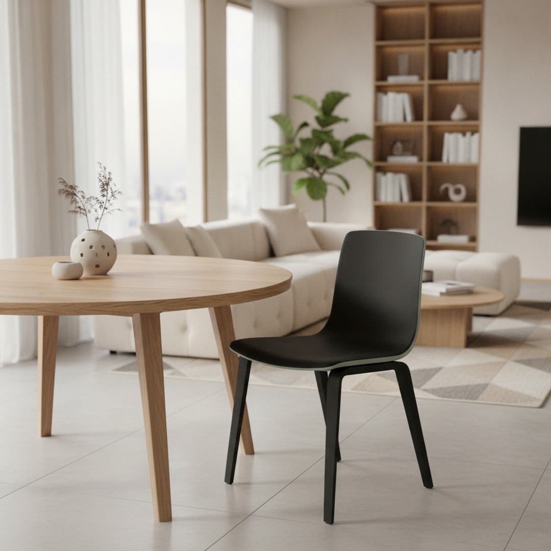 Wood-Leg Shell Chair 01 3D Model