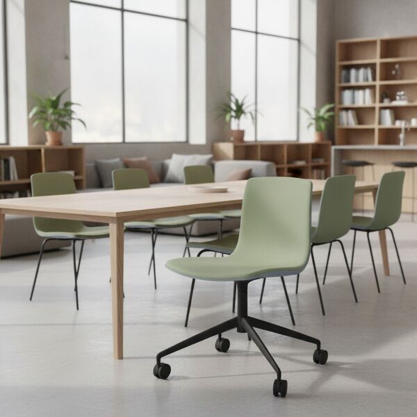 Swivel-Trestle Shell Chair 01 3D model in a college and university interior scene