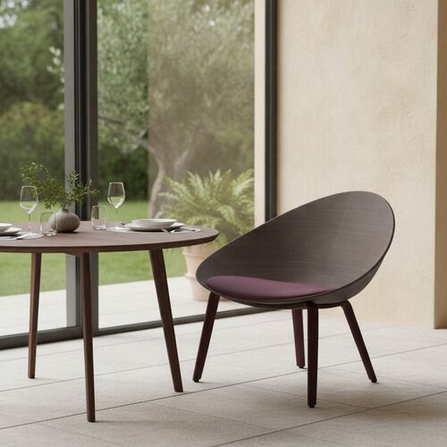 Cushioned Wood-Leg Shell Chair 02 3D Model