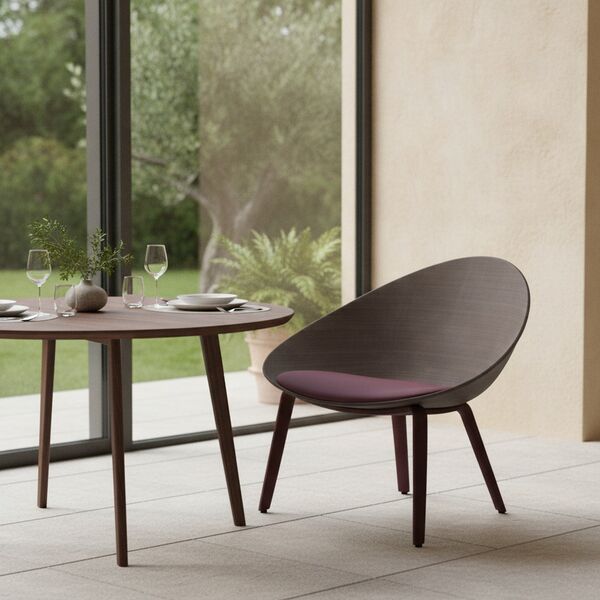 Cushioned Wood-Leg Shell Chair 02 3D Model