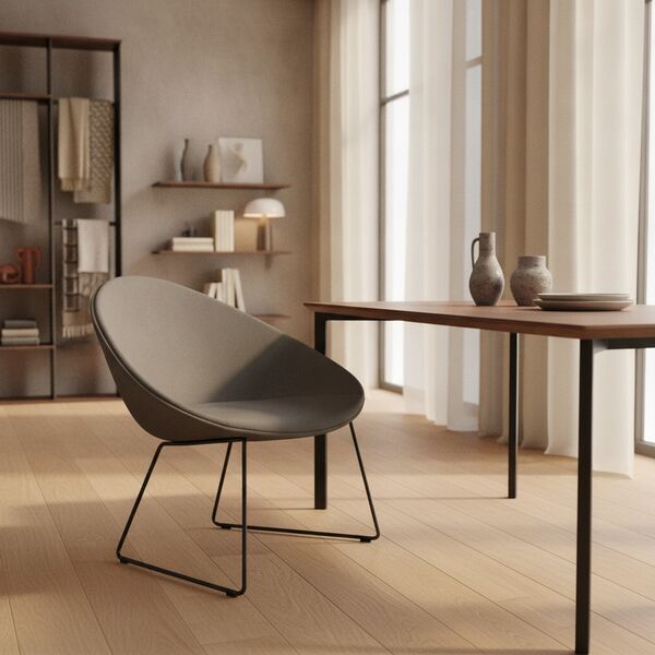 Upholstered-Front Sled-Base Shell Chair 02 3D model in a shop interior scene