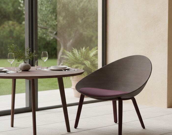 Cushioned Wood-Leg Shell Chair 02 3D Model