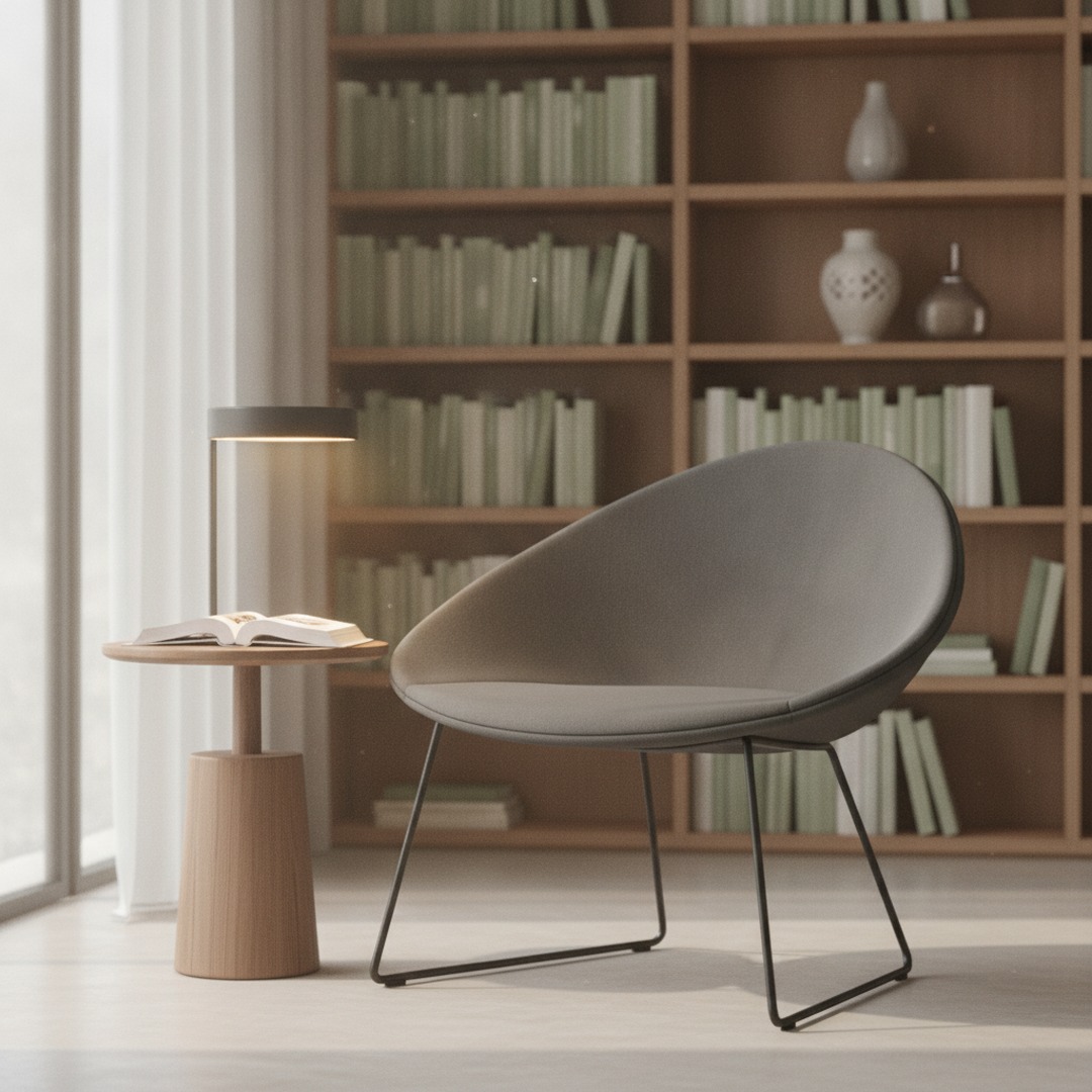 Upholstered-Front Sled-Base Shell Chair 02 3D Model
