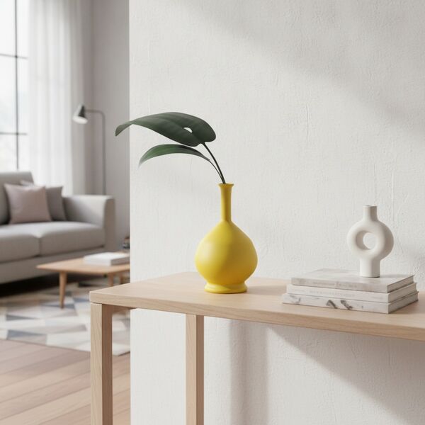 Ceramic Yellow And Plant Pot 03 - interior view 1