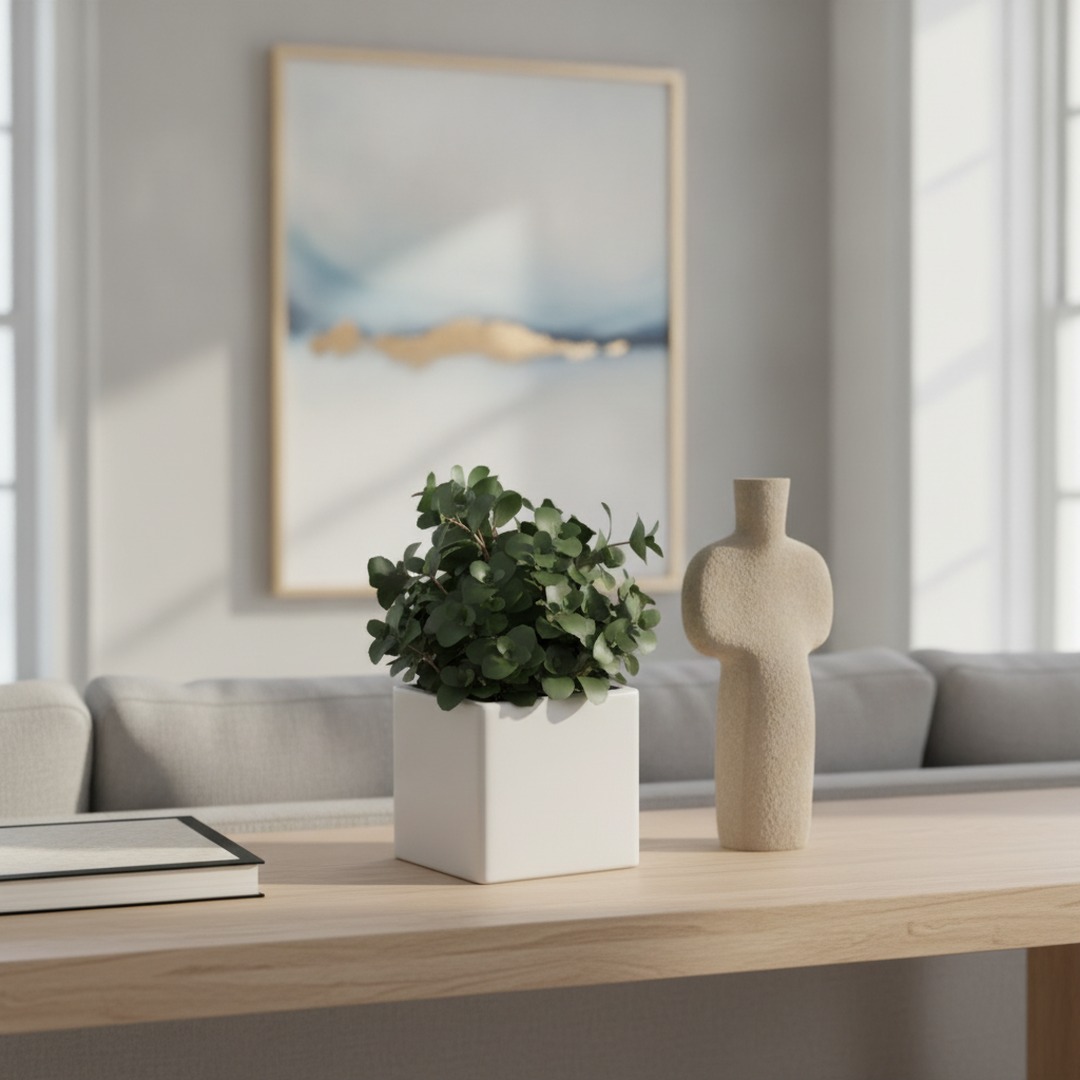 Ceramic Squared And Plant Pot 05 3D Model