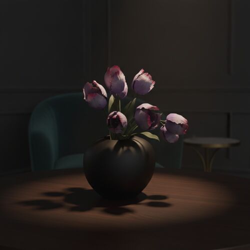 Ceramic Black And Flowers Pot 09 3D Model