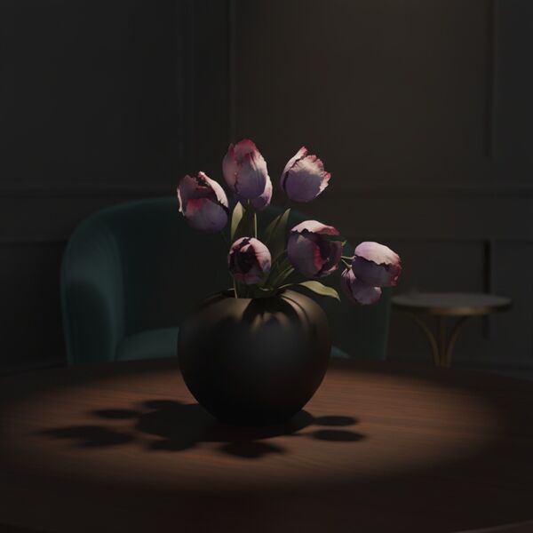 Ceramic Black And Flowers Pot 09 3D Model