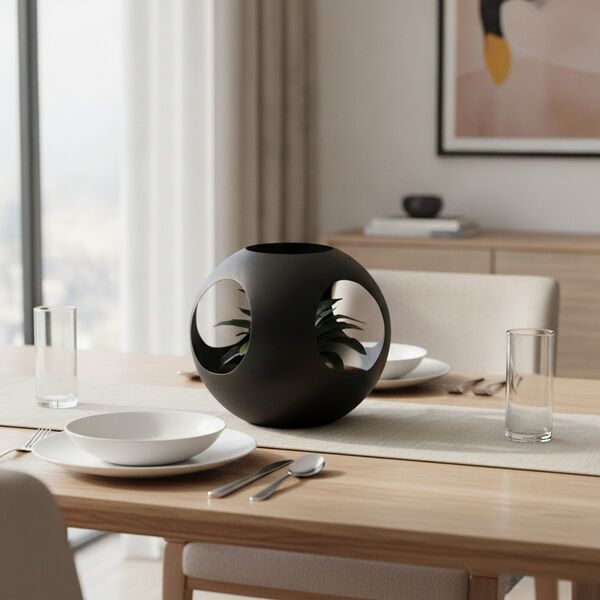 Ceramic Black And Flowers Pot 11 - interior view 2