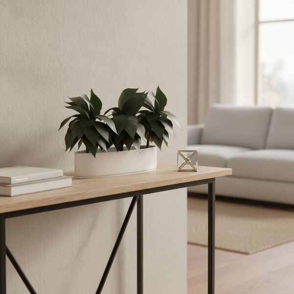 Ceramic White And Plant Pot 07 3D Model