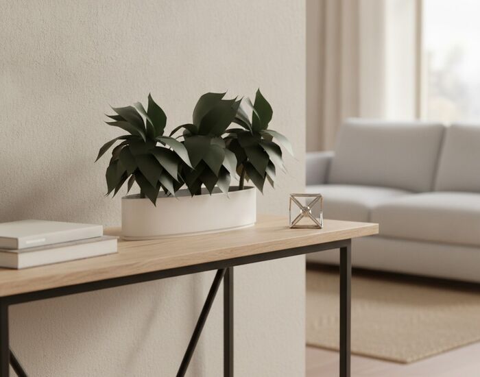 Ceramic White And Plant Pot 07 3D Model