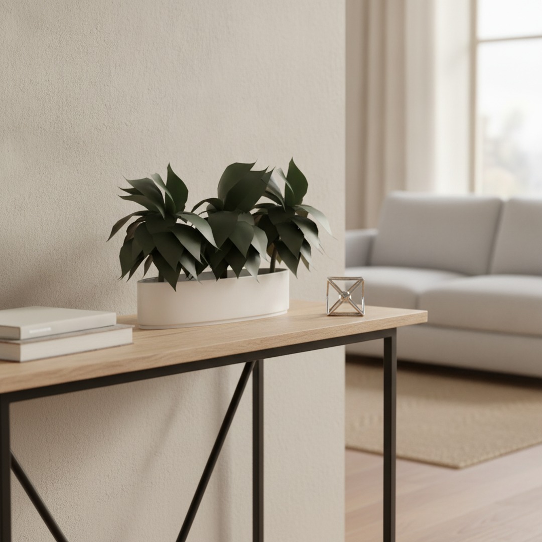 Ceramic White And Plant Pot 07 3D Model